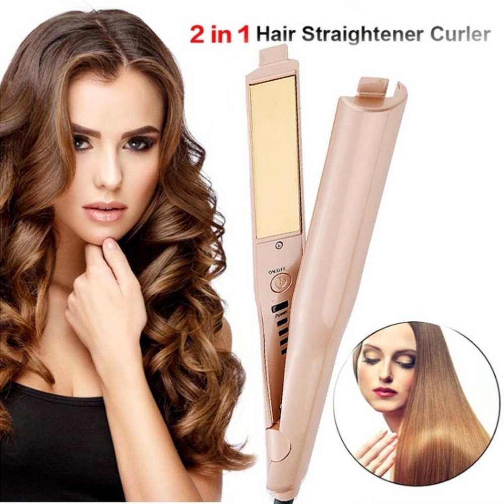 2 in 1 hair straightening and curling iron